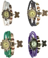 Omen Vintage Rakhi Combo of 4 White, Green, Black And Purple Analog Watch  - For Women   Watches  (Omen)