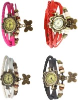 Omen Vintage Rakhi Combo of 4 Pink, White, Red And Black Analog Watch  - For Women   Watches  (Omen)