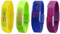 Omen Led Magnet Band Combo of 4 Yellow, Green, Blue And Purple Digital Watch  - For Men & Women   Watches  (Omen)