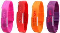 Omen Led Magnet Band Combo of 4 Pink, Red, Orange And Purple Digital Watch  - For Men & Women   Watches  (Omen)
