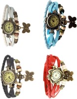 Omen Vintage Rakhi Combo of 4 White, Black, Sky Blue And Red Analog Watch  - For Women   Watches  (Omen)