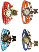Omen Vintage Rakhi Combo of 4 Red, Sky Blue, Orange And Blue Analog Watch  - For Women   Watches  (Omen)