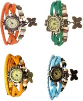 Omen Vintage Rakhi Combo of 4 Orange, Yellow, Green And Sky Blue Analog Watch  - For Women   Watches  (Omen)