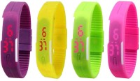 Omen Led Magnet Band Combo of 4 Purple, Yellow, Green And Pink Digital Watch  - For Men & Women   Watches  (Omen)