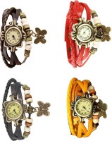 Omen Vintage Rakhi Combo of 4 Brown, Black, Red And Yellow Analog Watch  - For Women   Watches  (Omen)