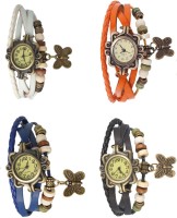 Omen Vintage Rakhi Combo of 4 White, Blue, Orange And Black Analog Watch  - For Women   Watches  (Omen)