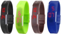 Omen Led Magnet Band Combo of 4 Black, Green, Brown And Blue Digital Watch  - For Men & Women   Watches  (Omen)
