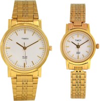 Timex COUP586 Gold Dial Analog Watch For Couple