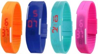 Omen Led Magnet Band Combo of 4 Orange, Blue, Sky Blue And Pink Digital Watch  - For Men & Women   Watches  (Omen)