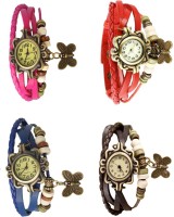 Omen Vintage Rakhi Combo of 4 Pink, Blue, Red And Brown Analog Watch  - For Women   Watches  (Omen)