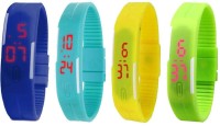 Omen Led Magnet Band Combo of 4 Blue, Sky Blue, Yellow And Green Digital Watch  - For Men & Women   Watches  (Omen)