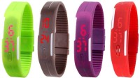 Omen Led Magnet Band Combo of 4 Green, Brown, Purple And Red Digital Watch  - For Men & Women   Watches  (Omen)