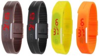 Omen Led Magnet Band Combo of 4 Brown, Black, Yellow And Orange Digital Watch  - For Men & Women   Watches  (Omen)