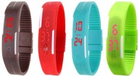 Omen Led Magnet Band Combo of 4 Brown, Red, Sky Blue And Green Digital Watch  - For Men & Women   Watches  (Omen)