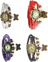 NS18 Vintage Butterfly Rakhi Combo of 4 White, Purple, Red And Black Analog Watch  - For Women   Watches  (NS18)
