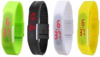 Omen Led Magnet Band Combo of 4 Green, Black, White And Yellow Digital Watch  - For Men & Women   Watches  (Omen)