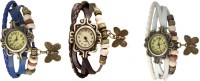 Omen Vintage Rakhi Watch Combo of 3 Blue, Brown And White Analog Watch  - For Women   Watches  (Omen)