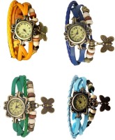 Omen Vintage Rakhi Combo of 4 Yellow, Green, Blue And Sky Blue Analog Watch  - For Women   Watches  (Omen)