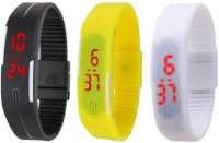Omen Led Magnet Band Combo of 3 Black, Yellow And White Digital Watch  - For Men & Women   Watches  (Omen)