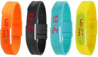 Omen Led Magnet Band Combo of 4 Orange, Black, Sky Blue And Yellow Digital Watch  - For Men & Women   Watches  (Omen)