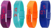 View NS18 Silicone Led Magnet Band Combo of 4 Purple, Sky Blue, Orange And Blue Digital Watch  - For Boys & Girls Wrist Watches Price Online(NS18)