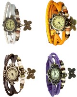Omen Vintage Rakhi Combo of 4 White, Brown, Yellow And Purple Analog Watch  - For Women   Watches  (Omen)