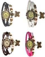Omen Vintage Rakhi Combo of 4 Black, Brown, White And Pink Analog Watch  - For Women   Watches  (Omen)