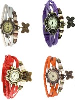 Omen Vintage Rakhi Combo of 4 White, Red, Purple And Orange Analog Watch  - For Women   Watches  (Omen)