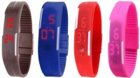 Omen Led Magnet Band Combo of 4 Brown, Blue, Red And Pink Digital Watch  - For Men & Women   Watches  (Omen)