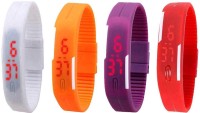 Omen Led Magnet Band Combo of 4 White, Orange, Purple And Red Digital Watch  - For Men & Women   Watches  (Omen)
