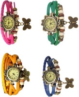 Omen Vintage Rakhi Combo of 4 Pink, Yellow, Green And Blue Analog Watch  - For Women   Watches  (Omen)