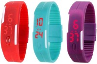 Omen Led Band Watch Combo of 3 Red, Sky Blue And Purple Digital Watch  - For Couple   Watches  (Omen)