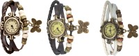 Omen Vintage Rakhi Watch Combo of 3 Brown, Black And White Analog Watch  - For Women   Watches  (Omen)