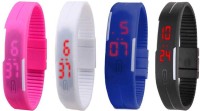 Omen Led Magnet Band Combo of 4 Pink, White, Blue And Black Digital Watch  - For Men & Women   Watches  (Omen)
