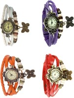 Omen Vintage Rakhi Combo of 4 White, Orange, Purple And Red Analog Watch  - For Women   Watches  (Omen)