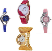 View SPINOZA glory multicolor fancy watch and mare red leather belt with movable diamond in dial Analog Watch  - For Women Wrist Watches Price Online(SPINOZA)