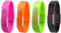 Omen Led Magnet Band Combo of 4 Pink, Orange, Green And Black Digital Watch  - For Men & Women   Watches  (Omen)
