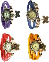 Omen Vintage Rakhi Combo of 4 Purple, Red, Blue And Yellow Analog Watch  - For Women   Watches  (Omen)