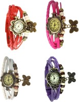 Omen Vintage Rakhi Combo of 4 Red, White, Pink And Purple Analog Watch  - For Women   Watches  (Omen)