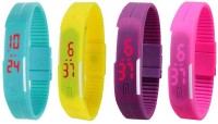 Omen Led Magnet Band Combo of 4 Sky Blue, Yellow, Purple And Pink Digital Watch  - For Men & Women   Watches  (Omen)