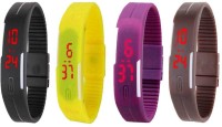 Omen Led Magnet Band Combo of 4 Black, Yellow, Purple And Brown Digital Watch  - For Men & Women   Watches  (Omen)