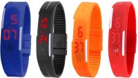 Omen Led Magnet Band Combo of 4 Blue, Black, Orange And Red Digital Watch  - For Men & Women   Watches  (Omen)