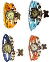 Omen Vintage Rakhi Combo of 4 Yellow, Blue, Sky Blue And Orange Analog Watch  - For Women   Watches  (Omen)