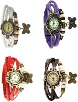 Omen Vintage Rakhi Combo of 4 White, Red, Purple And Brown Analog Watch  - For Women   Watches  (Omen)