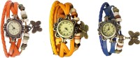 Omen Vintage Rakhi Watch Combo of 3 Orange, Yellow And Blue Analog Watch  - For Women   Watches  (Omen)