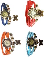 Omen Vintage Rakhi Combo of 4 Blue, Orange, Red And Sky Blue Analog Watch  - For Women   Watches  (Omen)