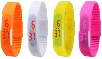 Omen Led Magnet Band Combo of 4 Orange, White, Yellow And Pink Digital Watch  - For Men & Women   Watches  (Omen)