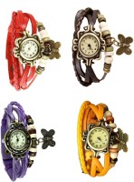 Omen Vintage Rakhi Combo of 4 Red, Purple, Brown And Yellow Analog Watch  - For Women   Watches  (Omen)