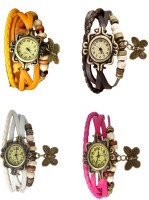 Omen Vintage Rakhi Combo of 4 Yellow, White, Brown And Pink Analog Watch  - For Women   Watches  (Omen)
