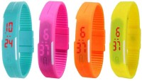 Omen Led Magnet Band Combo of 4 Sky Blue, Pink, Orange And Yellow Digital Watch  - For Men & Women   Watches  (Omen)
